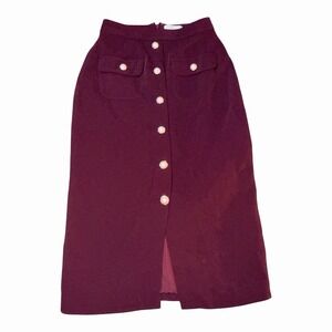 Adam Lippes X RTR Burgundy Pearl Button Midi Skirt 4 Seen On Today Show TV $349